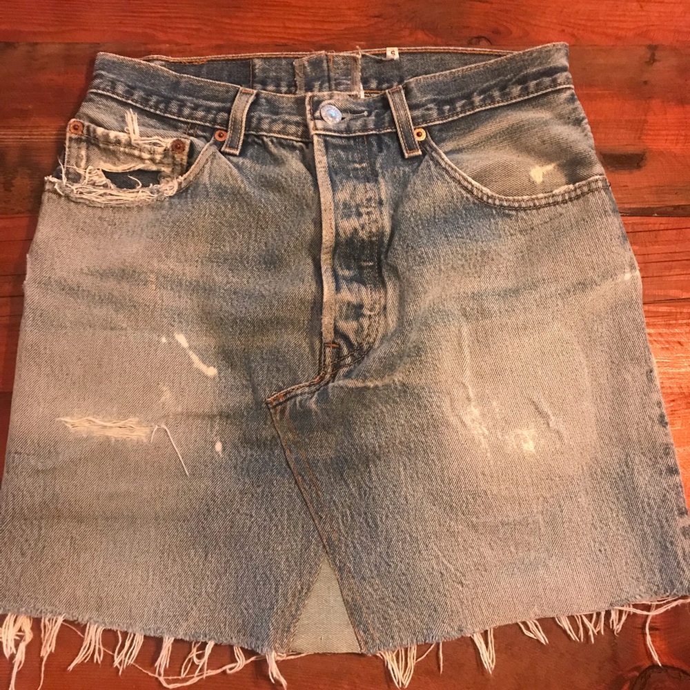 UO upcycled Levis denim skirt sz sm